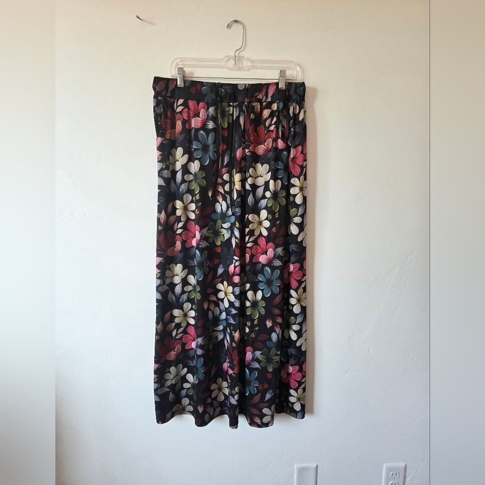 Bon Apple Tea Black Floral Maxi Skirt Fairy Grunge Goblincore Dark Romantic XL